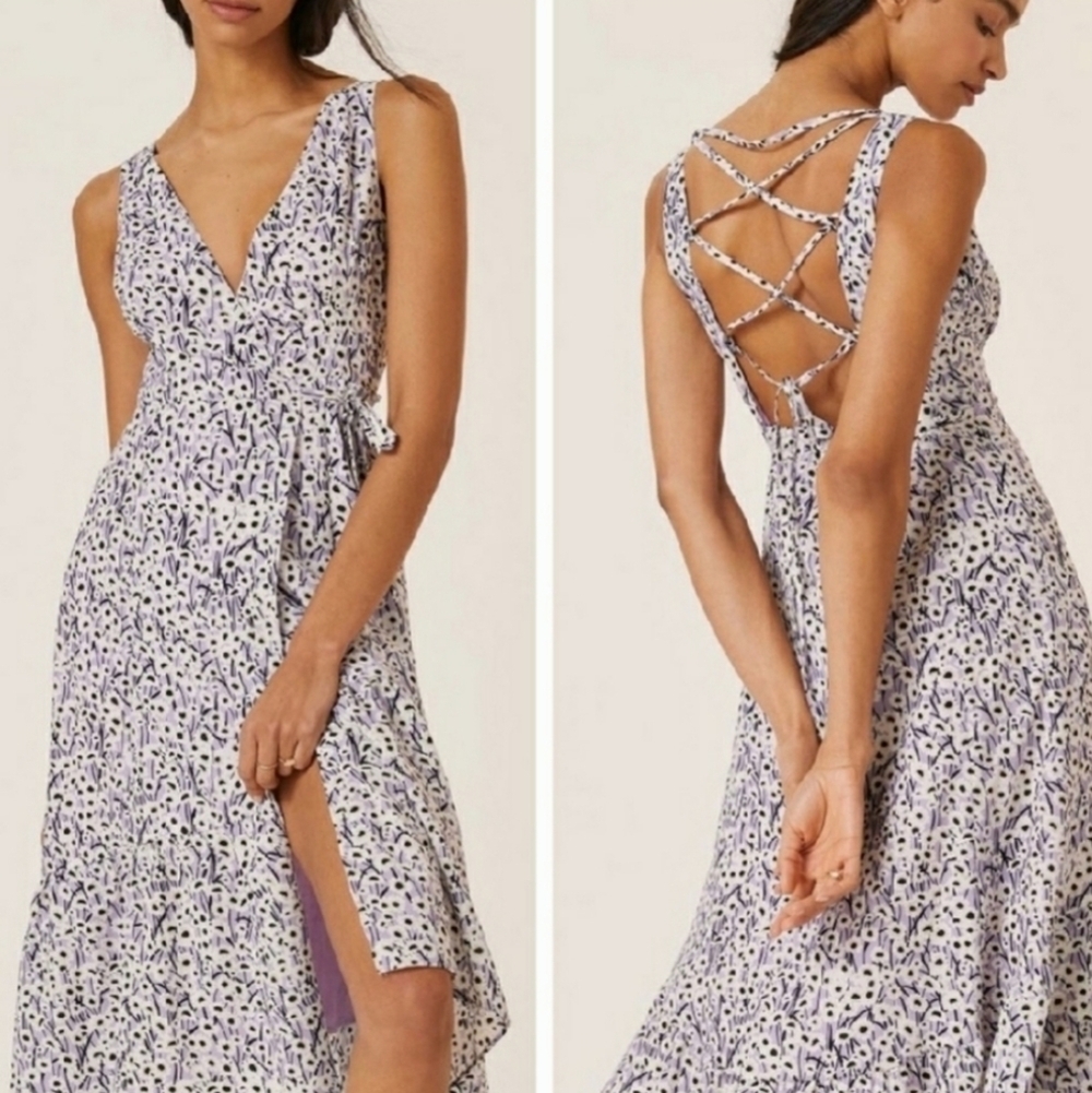 Anthro Hutch High Low Wrap Midi Dress Ivory